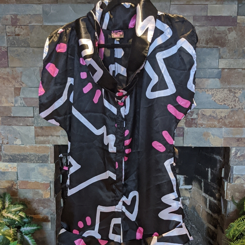 Patricia Field Black and Pink Shorts Jumpsuit